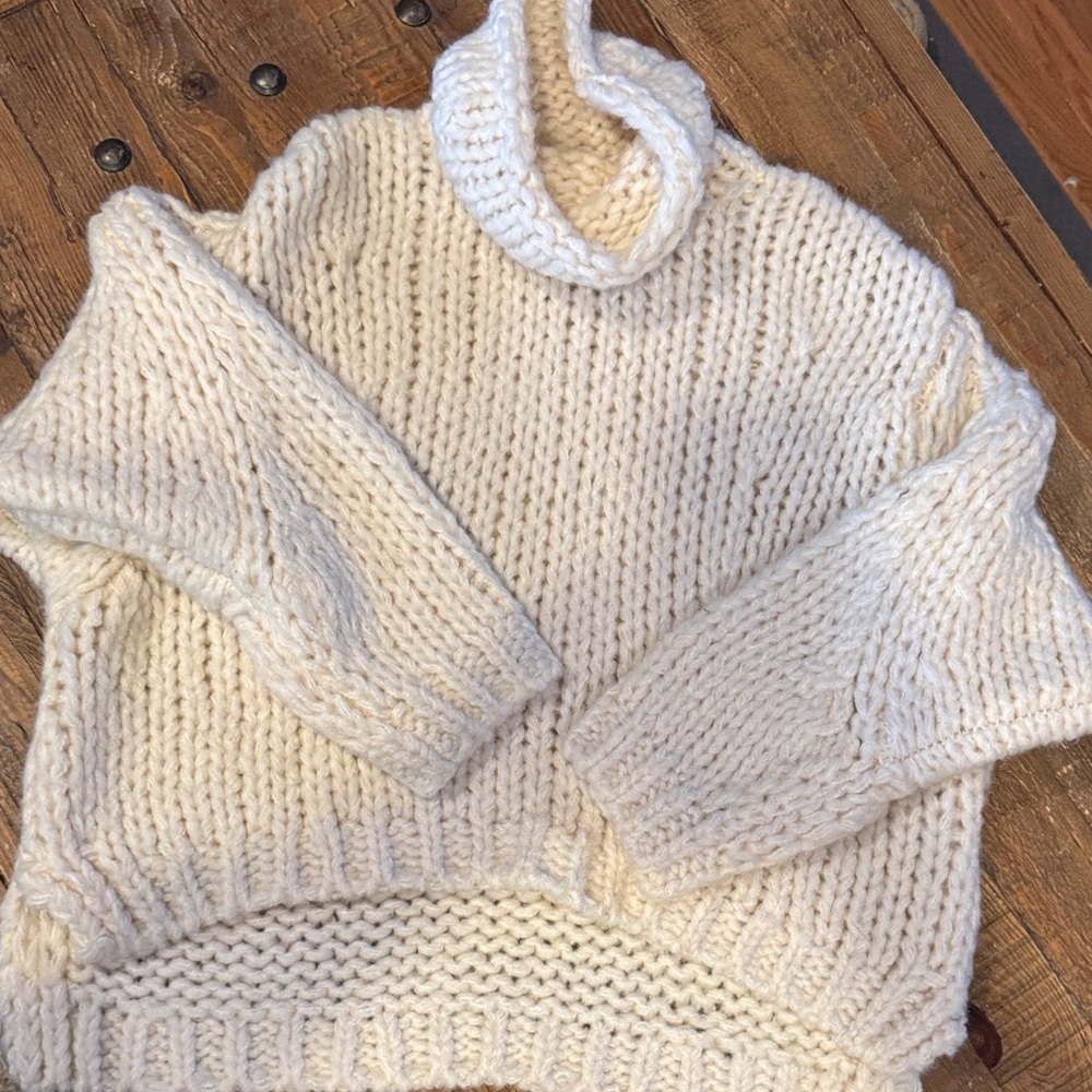 Anthropologie Cream Turtleneck Sweater